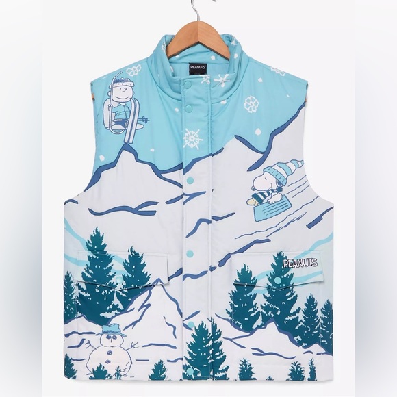 Hot Topic Jackets & Blazers - Unisex Peanuts‎ Skiing Scene Puffer Vest - BoxLunch Exclusive Christmas Holiday